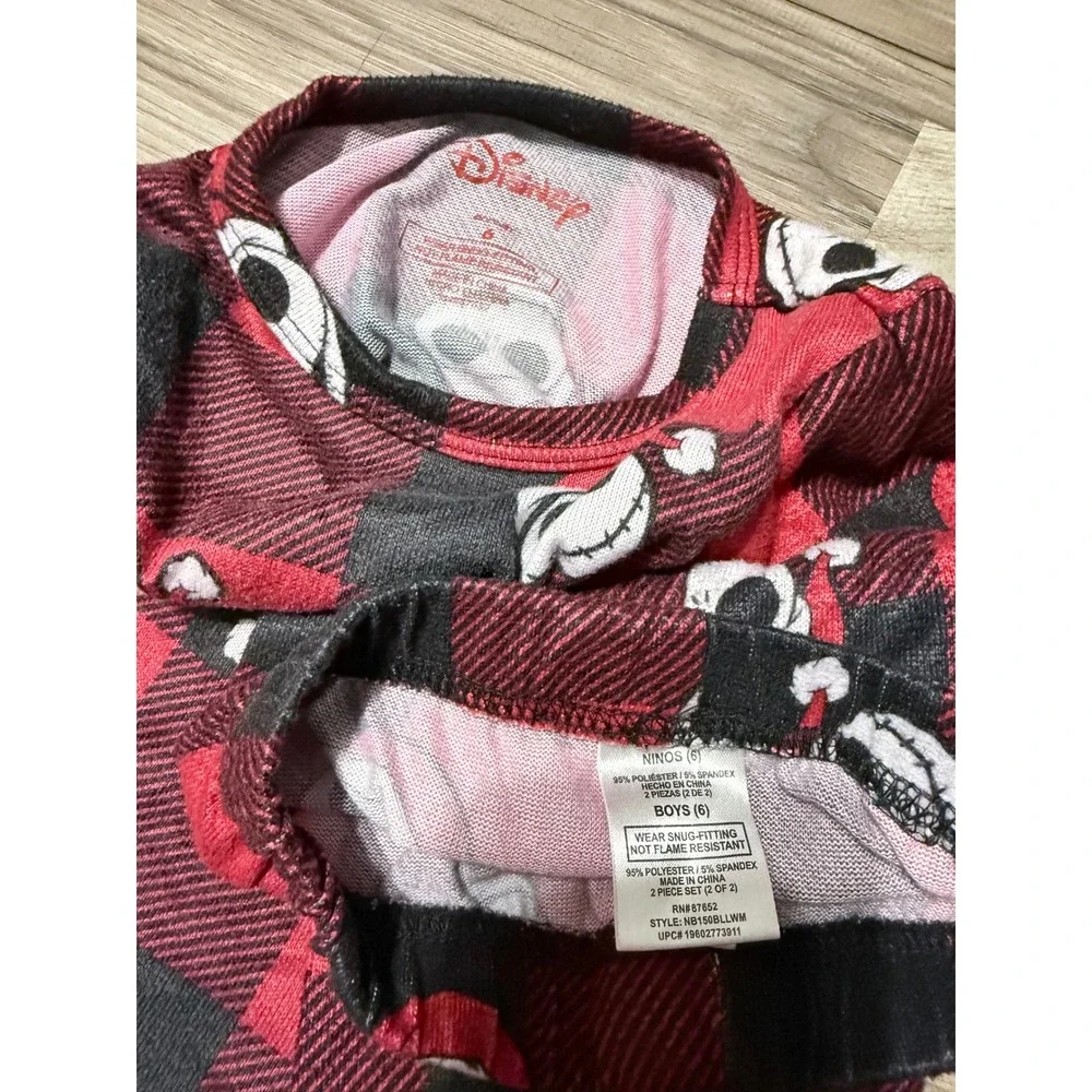Disney Boys Nightmare Before Christmas Jack Skellington Plaid Pajama Set 6 Red